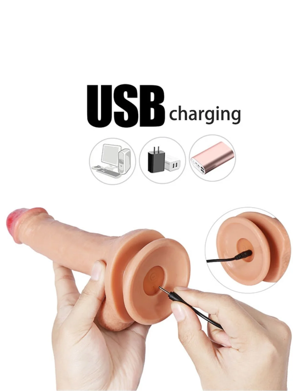 #8737 - 21 cm Uzaktan Kumandalı Şarjlı Realistik Dildo Vibratör