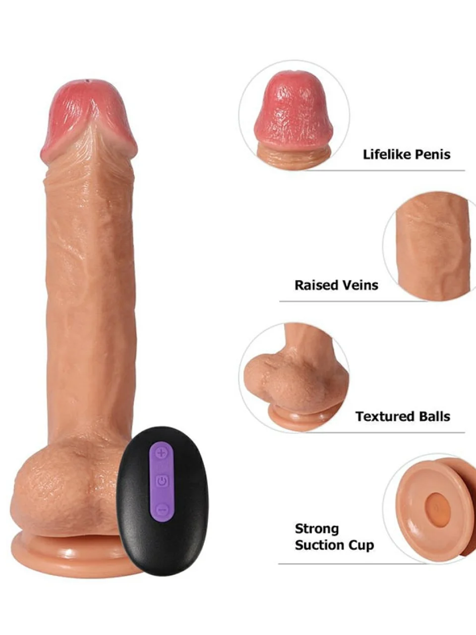 #8738 - 21 cm Uzaktan Kumandalı Şarjlı Realistik Dildo Vibratör