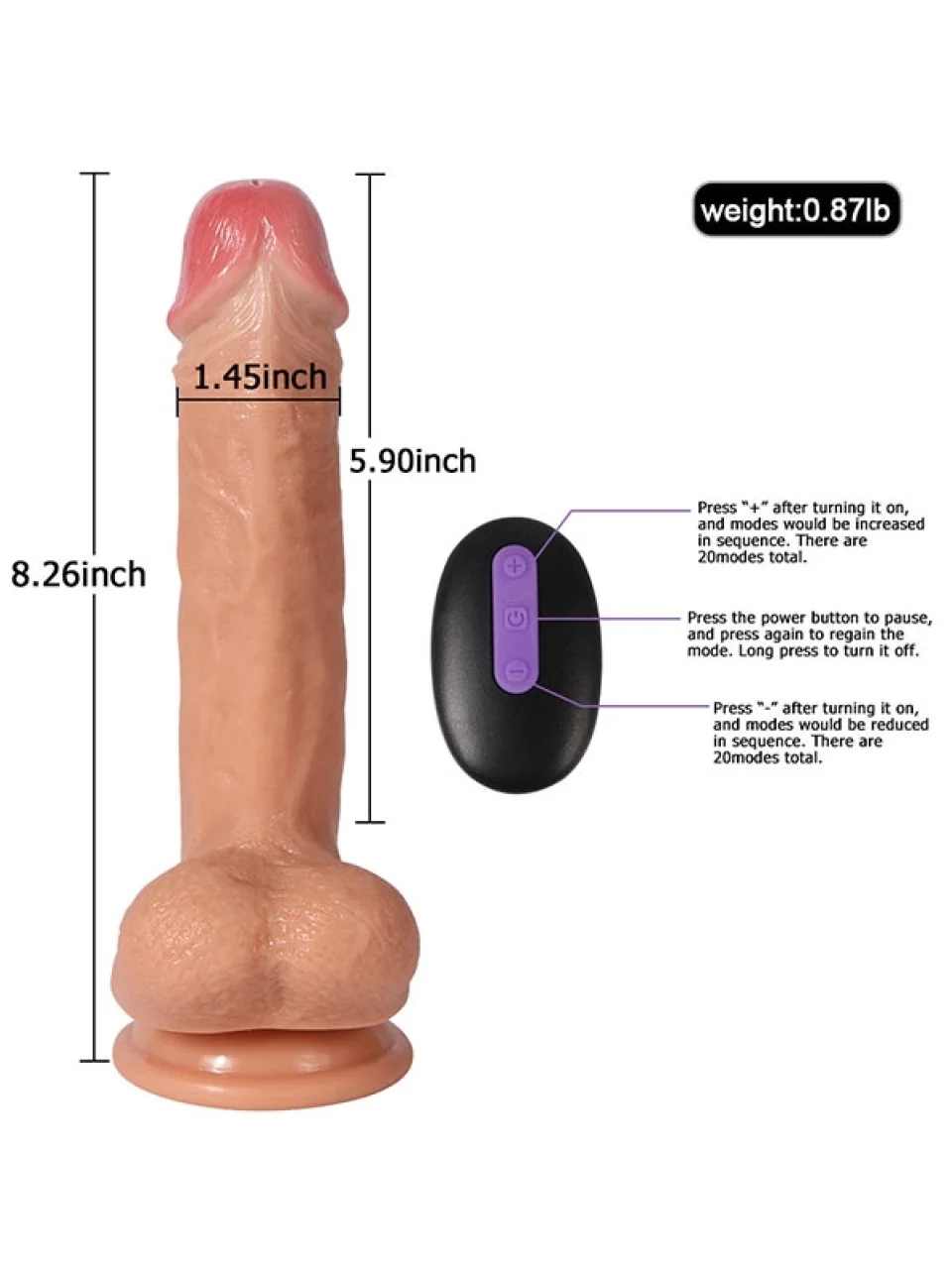 #8739 - 21 cm Uzaktan Kumandalı Şarjlı Realistik Dildo Vibratör