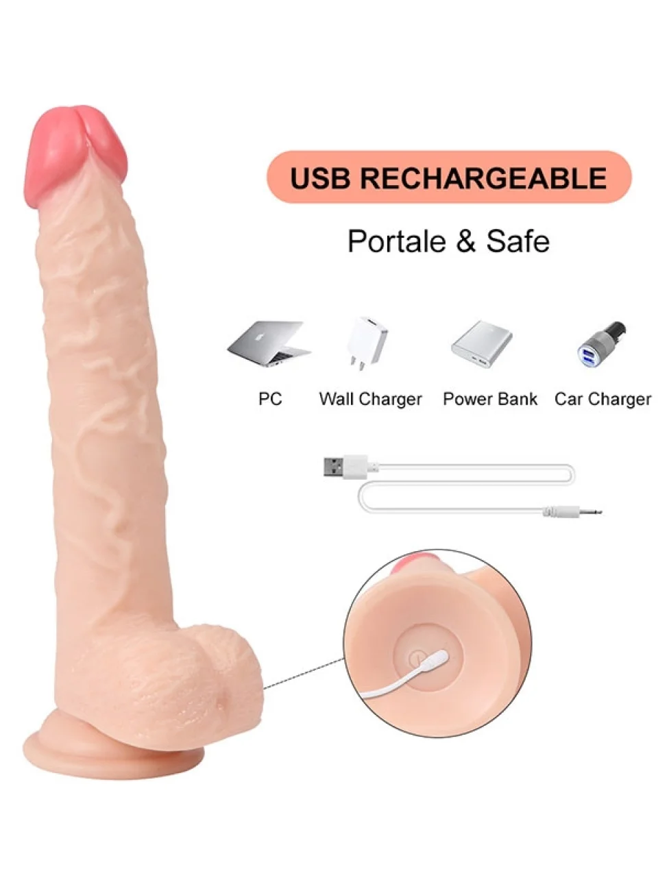 #8772 - 23 cm Uzaktan Kumandalı Şarjlı Döner Başlı Titreşimli Vibratör