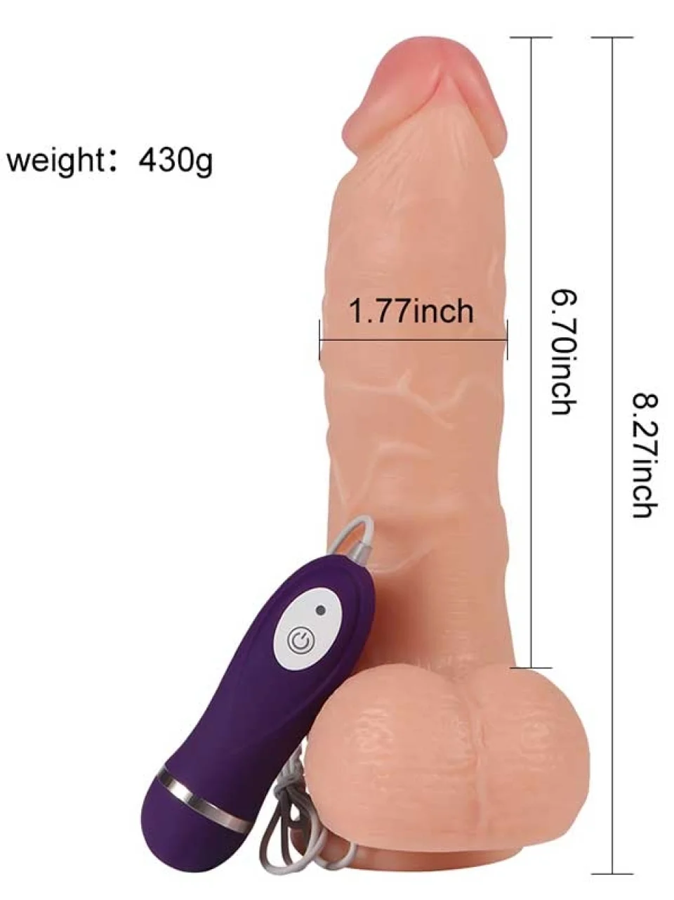 #8777 - 21 cm Kumandalı Titreşimli Realistik Dokulu Dildo Vibratör