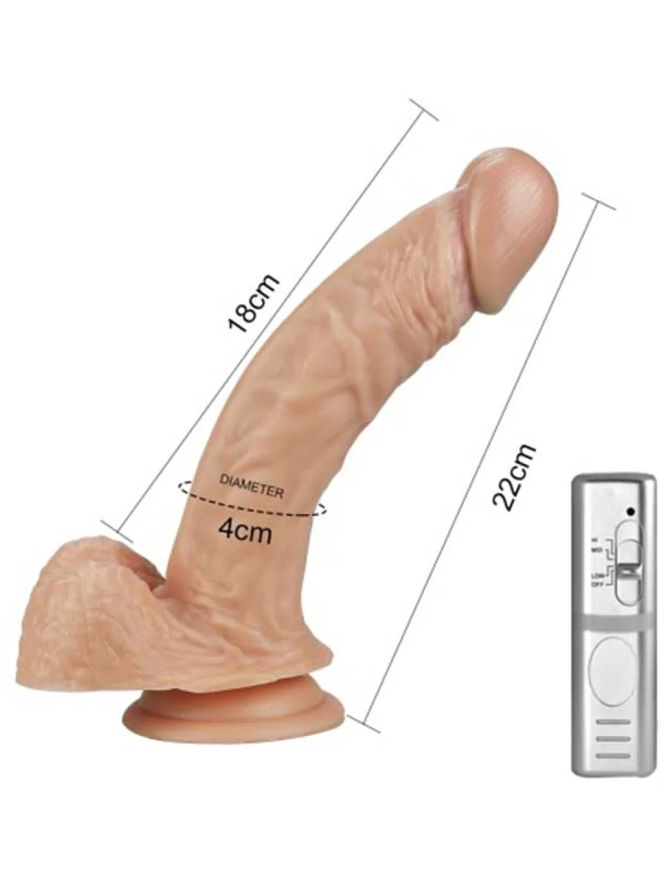 #8826 - 22 cm Kumandalı Titreşimli Penis Realistik Vibratör