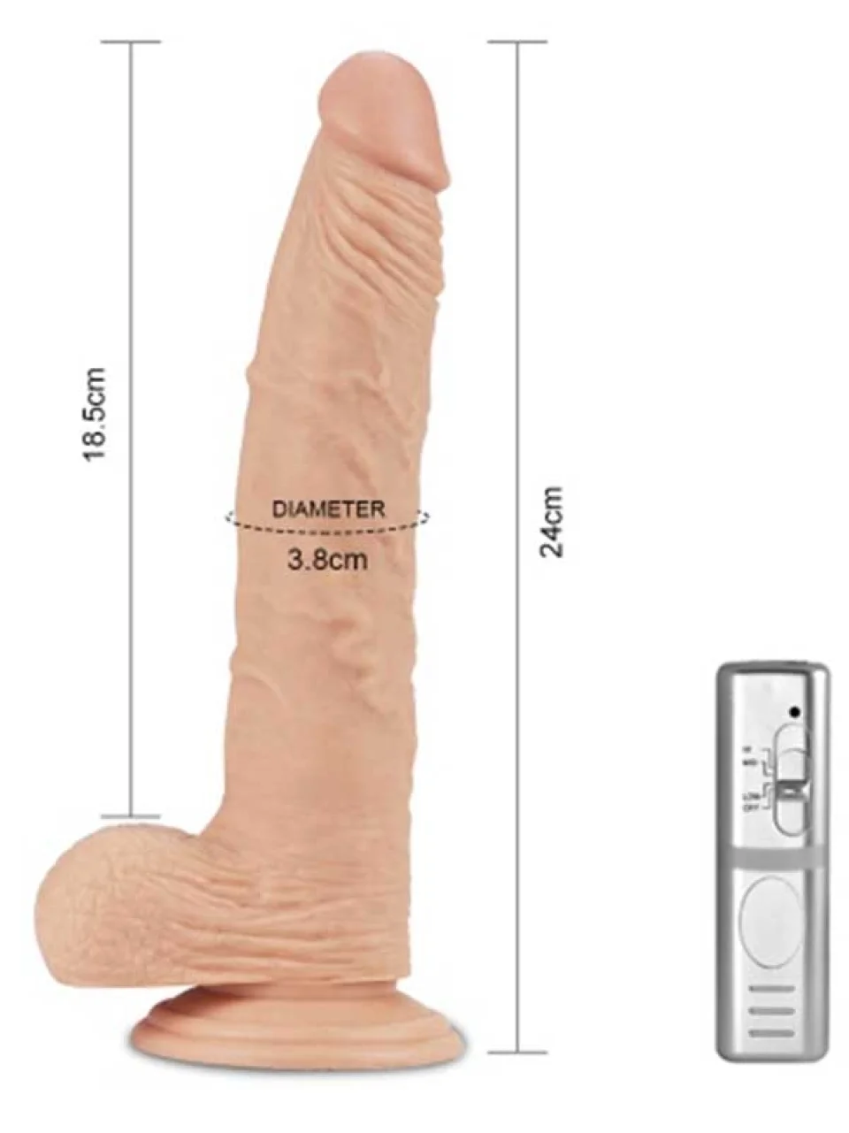 #8830 - 24 cm Kumandalı Titreşimli Penis Realistik Dildo Vibratör