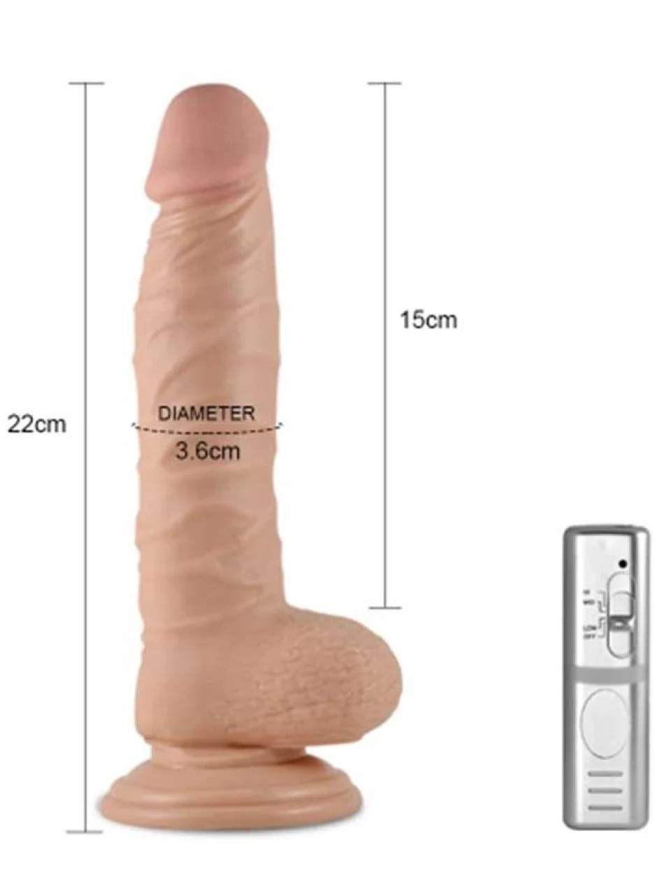 #8836 - 22 cm Kumandalı Titreşimli Dildo Penis Vibratör