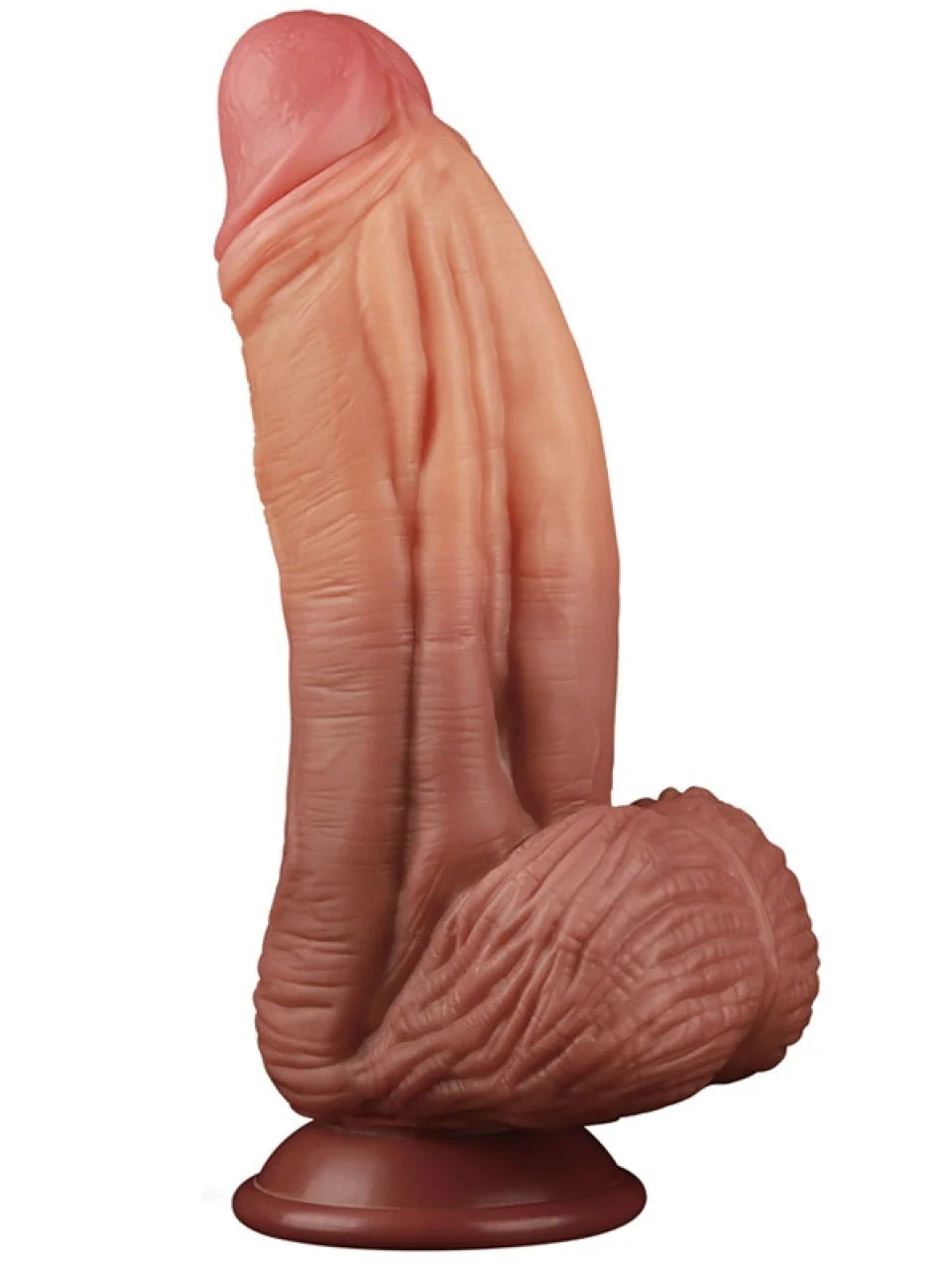 #8850 - 25 cm Dev Kalın Çift Katmanlı Platinyum Silikon Dildo Penis
