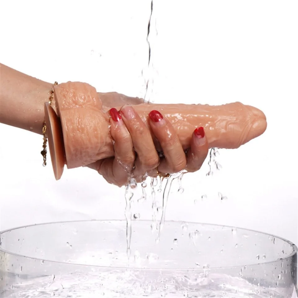 #801 - 18 cm 360° Oynar Başlı Titreşimli Vibratör Realistik Penis Dildo