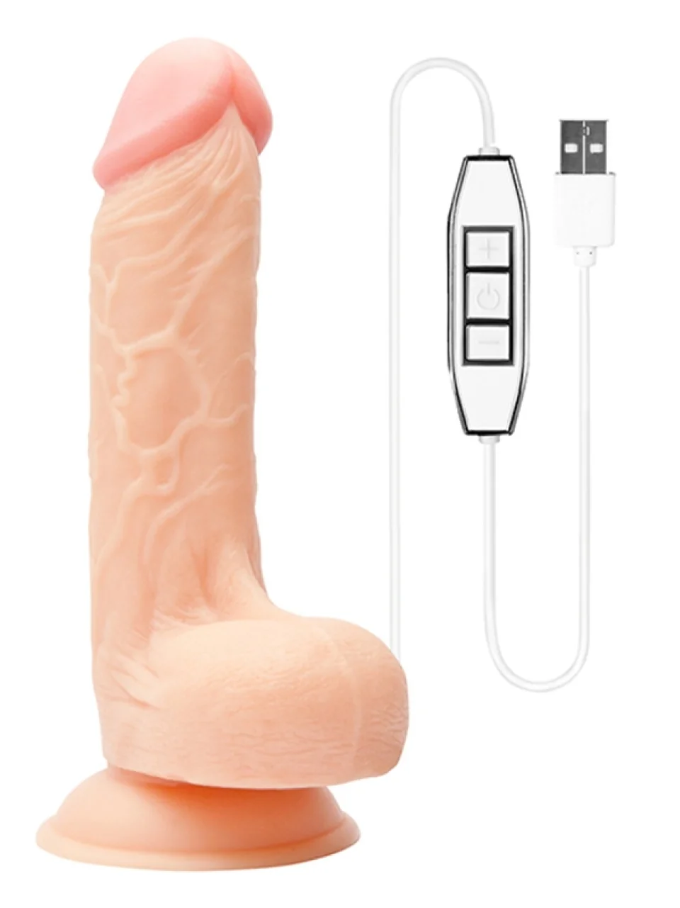 #8877 - 19 cm USB Kontrollü Titreşimli Penis Dildo Vibratör