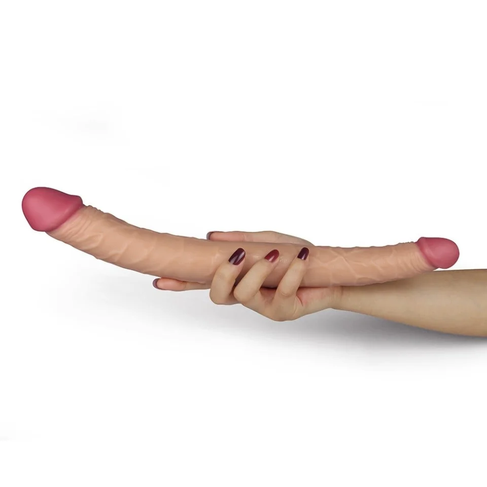 #817 - 36,5 cm Çift Taraflı Realistik Dildo Anal Vajinal Penis