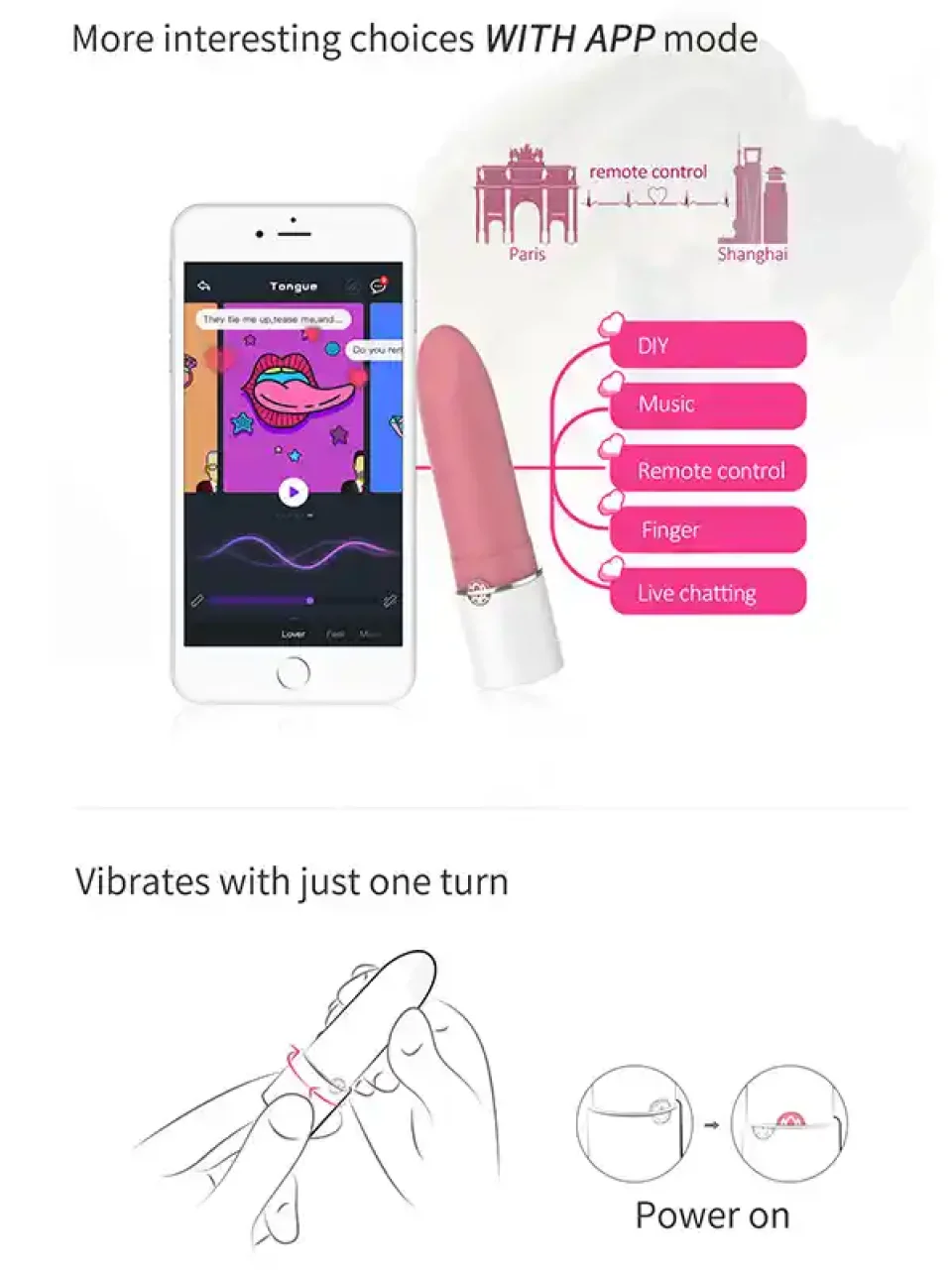 #9343 - LOTOS Lipstick Telefon Kontrollü Ruj Vibratör