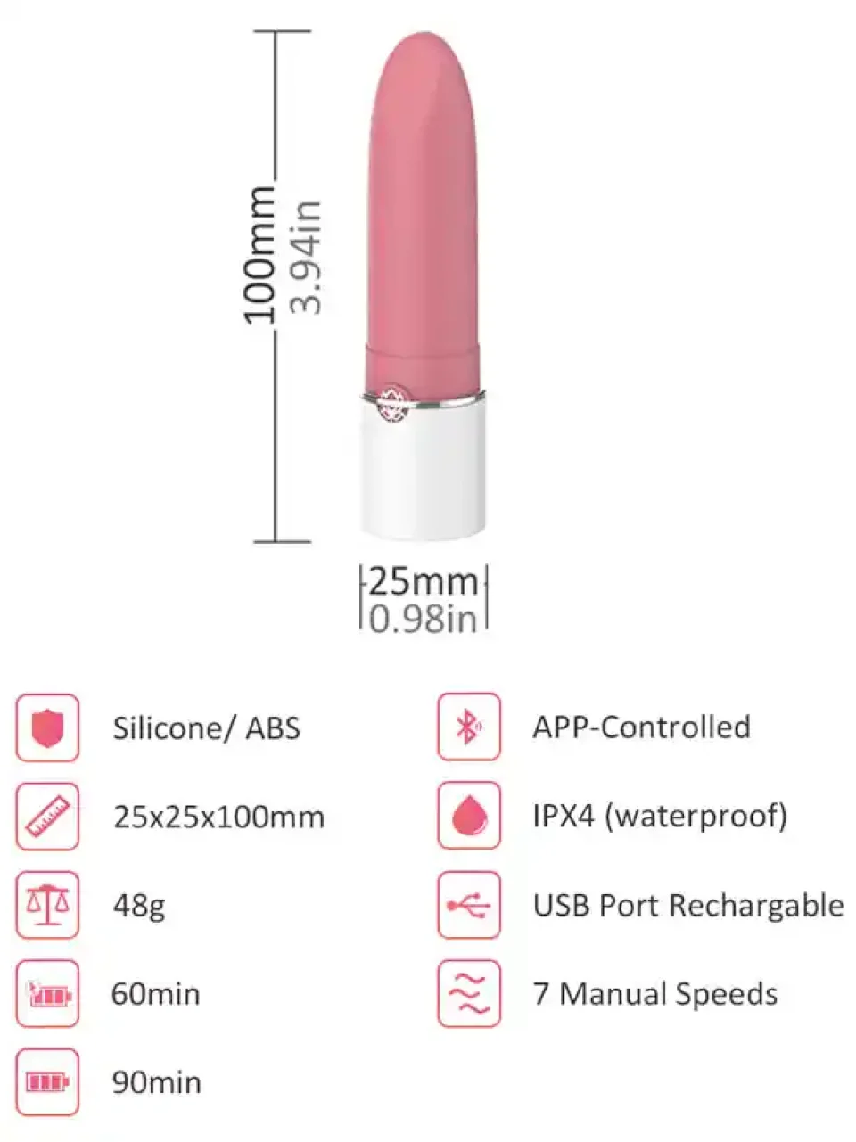 #9347 - LOTOS Lipstick Telefon Kontrollü Ruj Vibratör