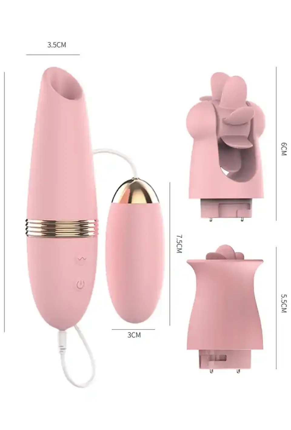 #9375 - 3’lü Başlık Yalama Emme ve Titreşimli Şarjlı Vibratör Seti