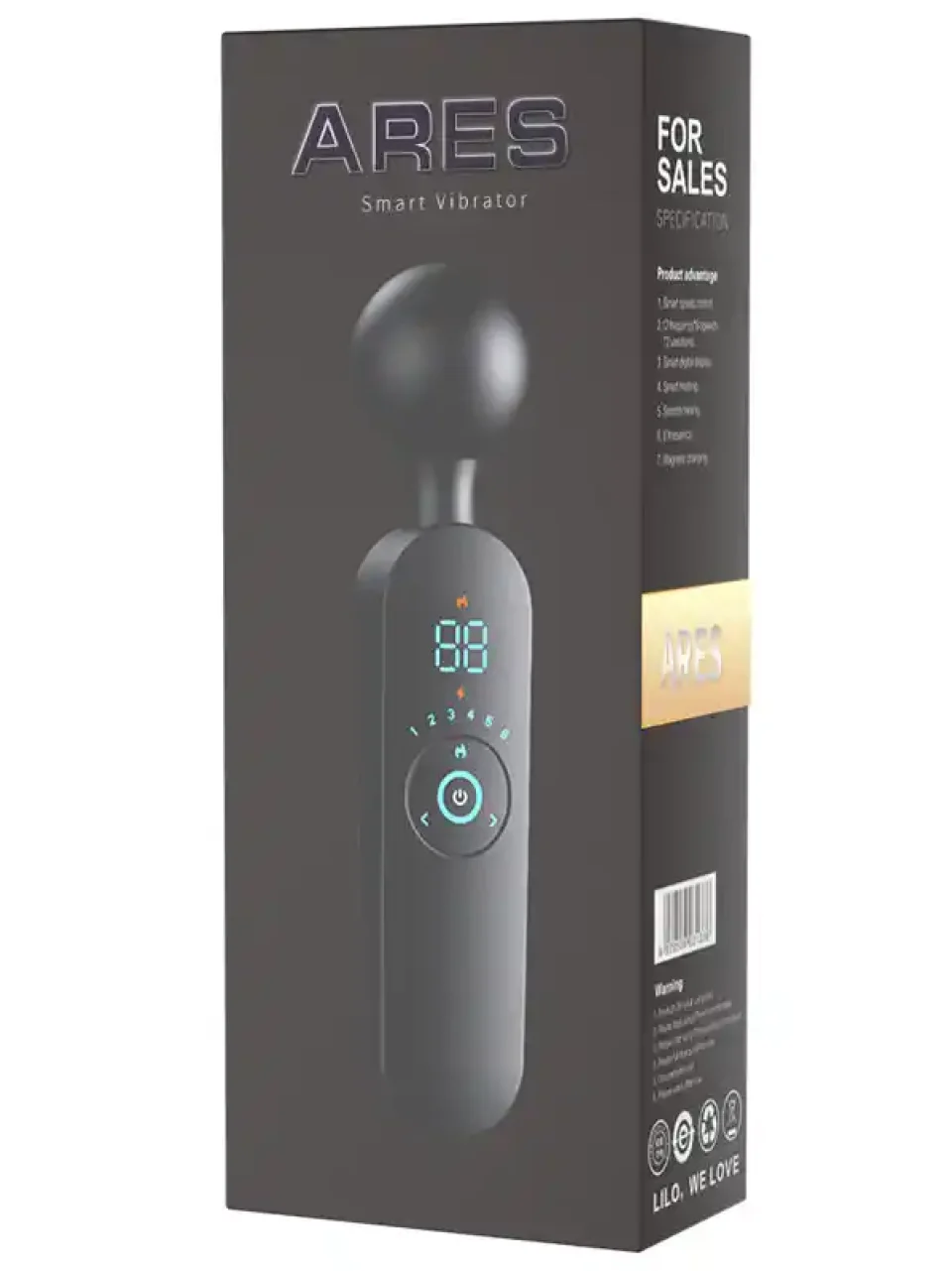 #9385 - Isıtmalı Şarjlı 12 Titreşim Modlu Wand LCD Ekranlı Vibratör 22 cm