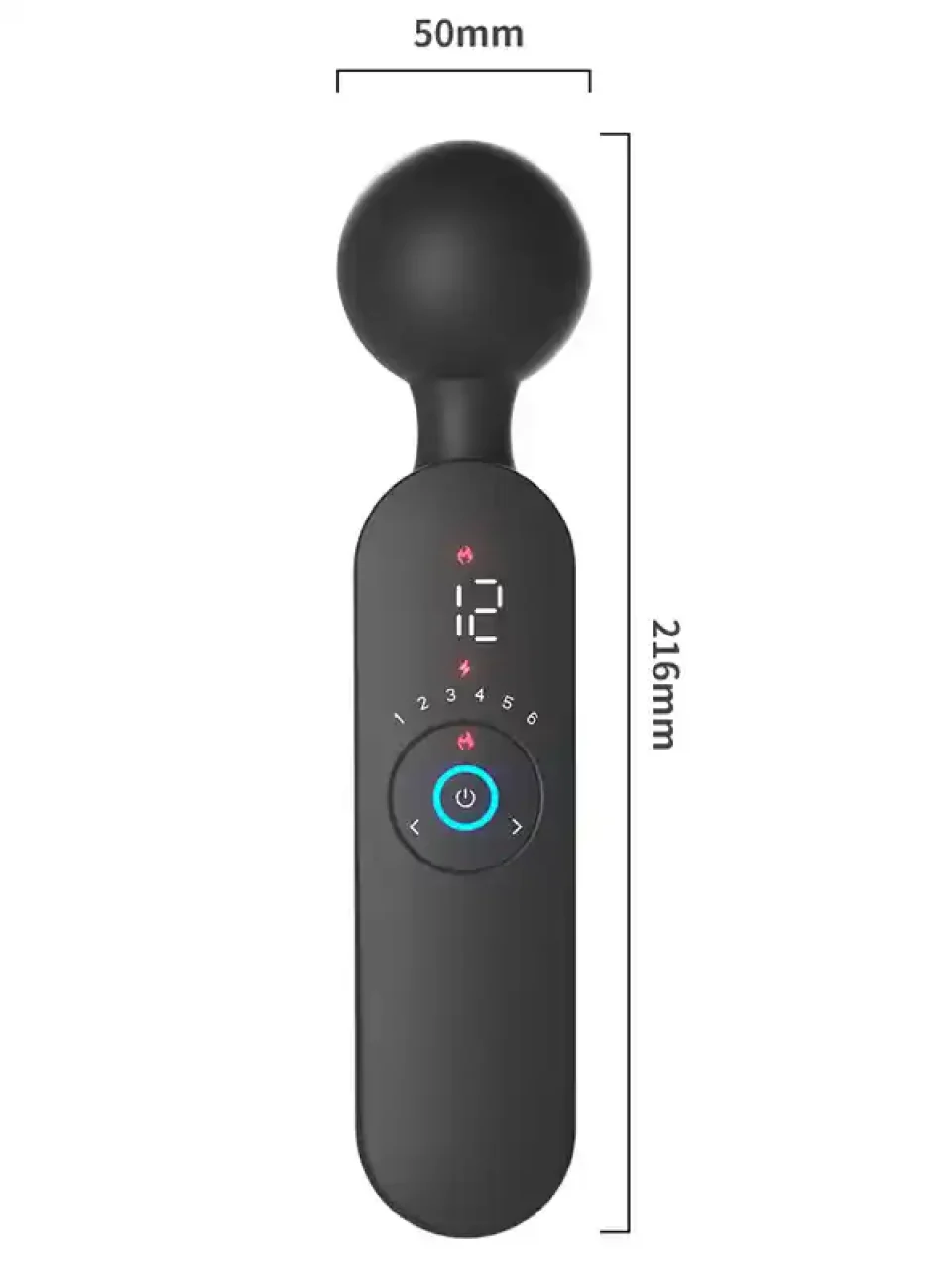 #9386 - Isıtmalı Şarjlı 12 Titreşim Modlu Wand LCD Ekranlı Vibratör 22 cm
