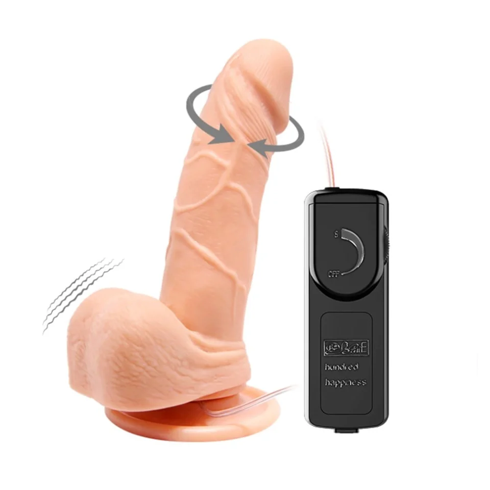 #878 - 15 cm Gerçekçi Titreşimli 360° Oynar Başlı Dildo Vibratör Penis