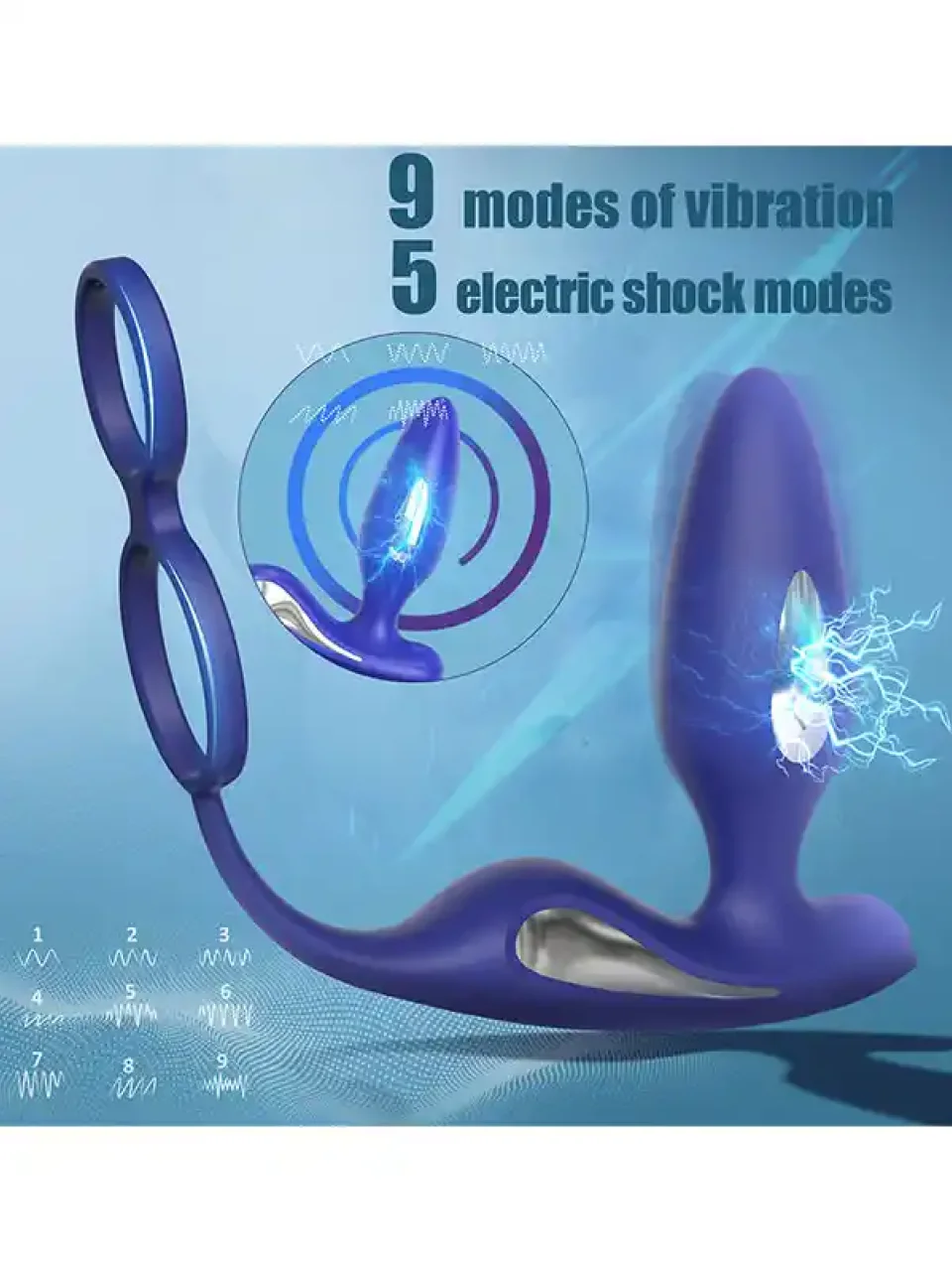 #9418 - Penis Halkalı Prostat ve Elektro Şok Özellikli Anal Vibratör