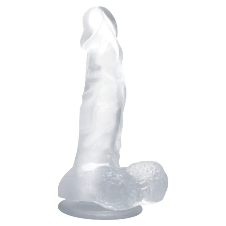 #888 - 16,7 cm Şeffaf Realistik Damarlı Vantuzlu Dildo Penis