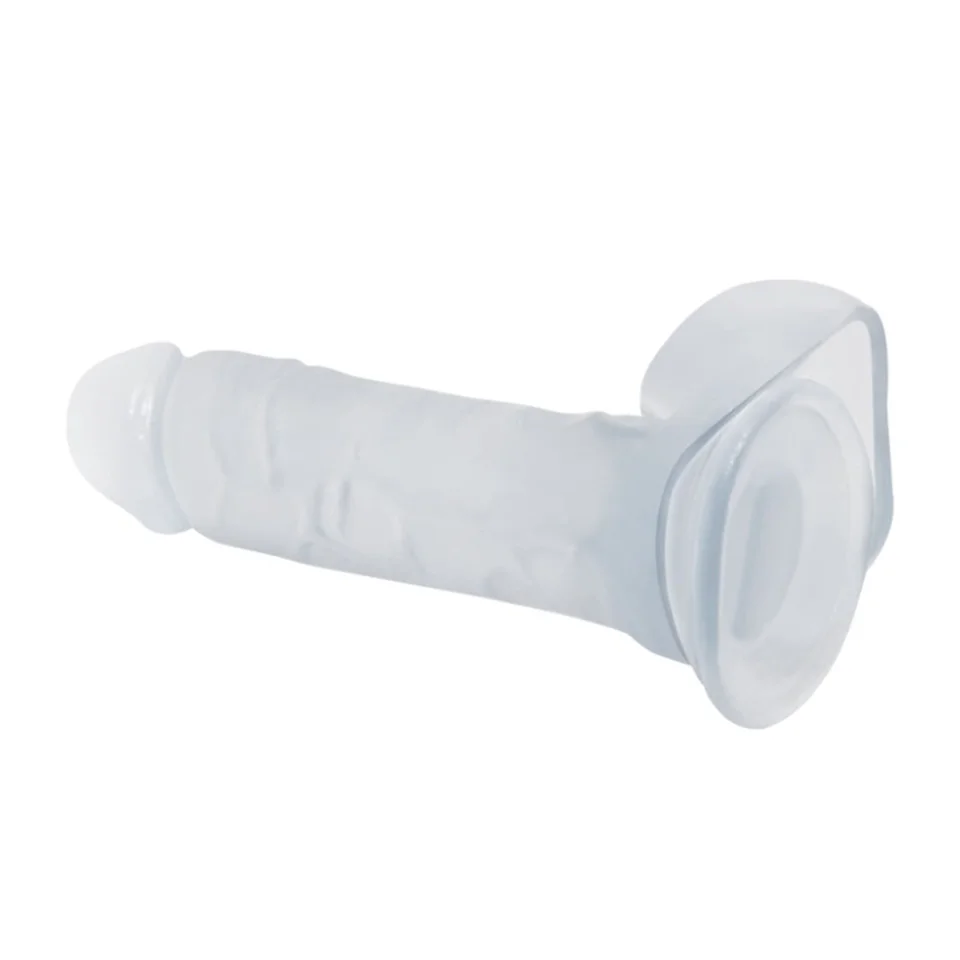 #898 - 19 cm Şeffaf Realistik Damarlı Vantuzlu Dildo Penis