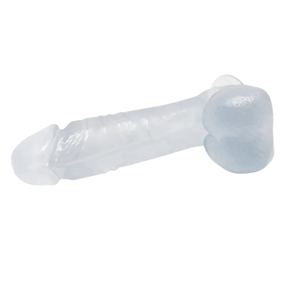 #900 - 19 cm Şeffaf Realistik Damarlı Vantuzlu Dildo Penis