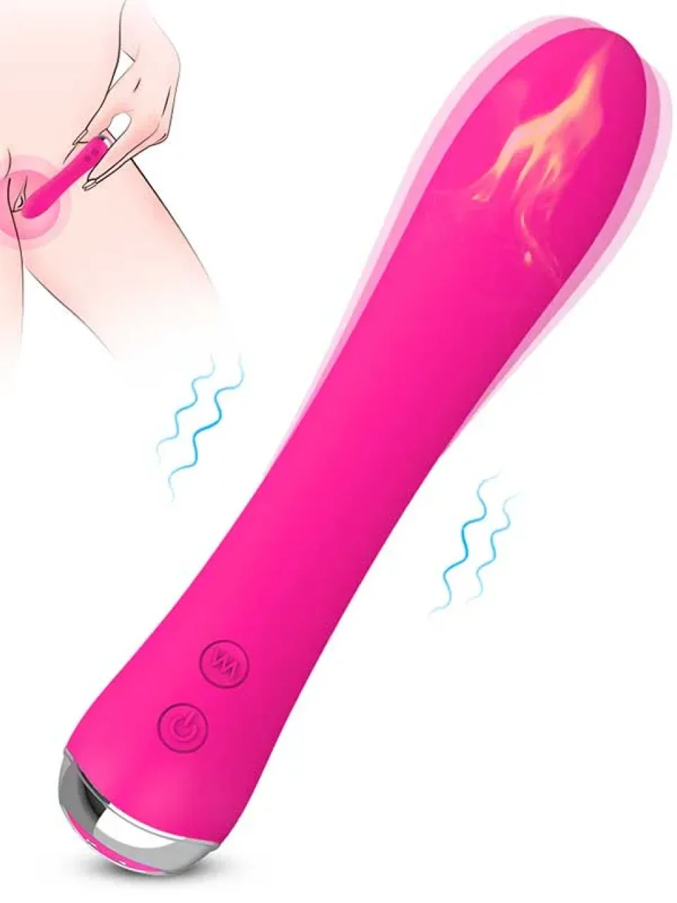 #9547 - Isıtmalı Şarjlı Güçlü Titreşimli Esnek Silikon Vibratör 17.5 cm