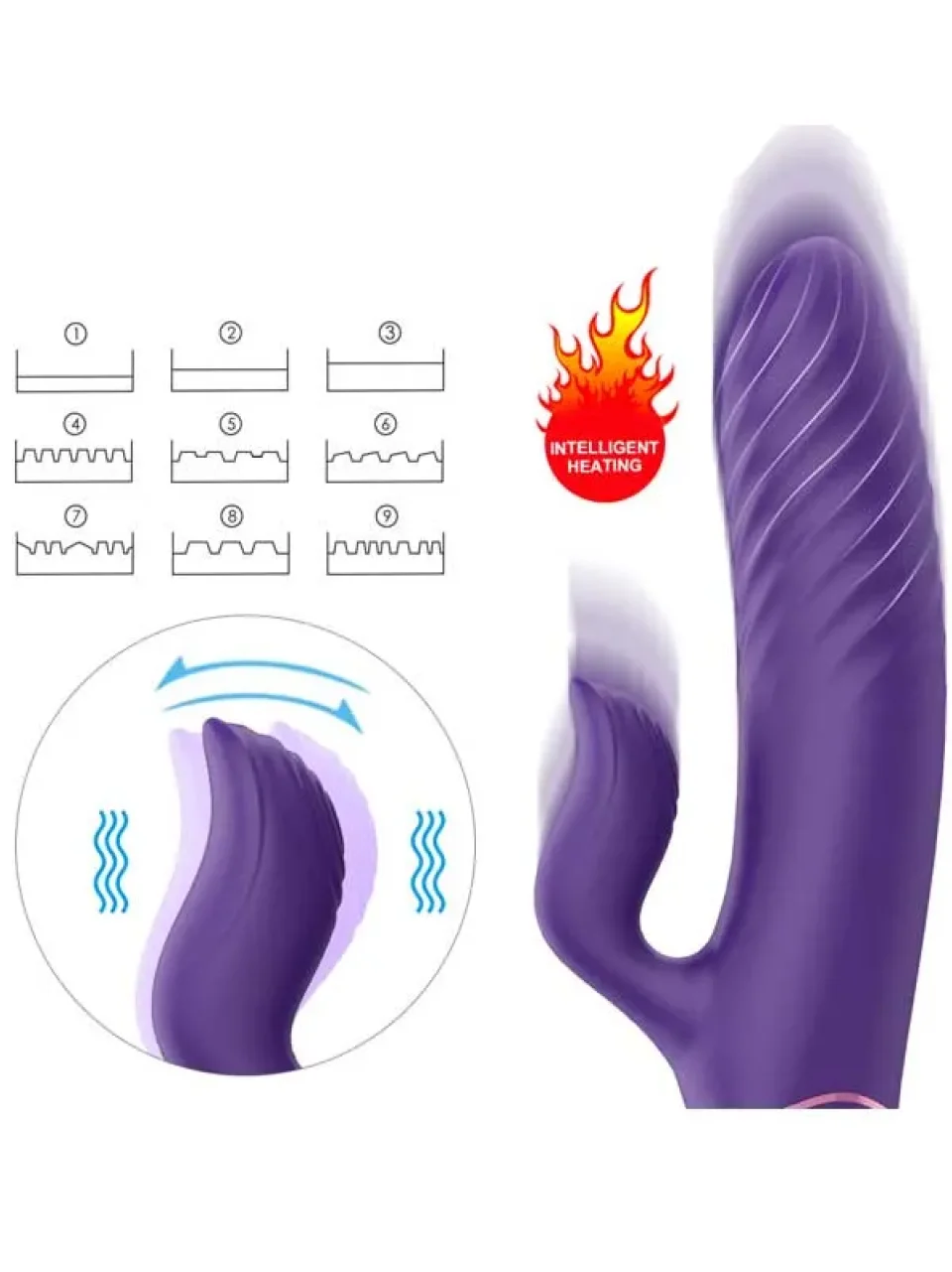 #9561 - İleri Geri Hareketli Isıtmalı Şarjlı G-Spot Vibratör 21 cm