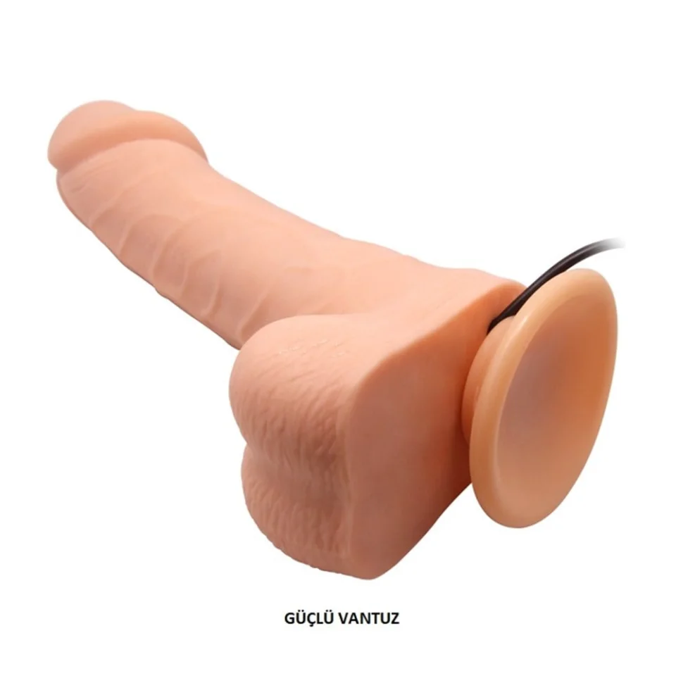 #907 - 20 cm Kumandalı 360° Oynar Başlı Titreşimli Vibratör Realistik Penis