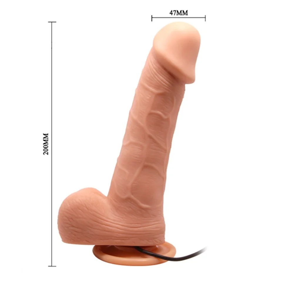 #912 - 20 cm Kumandalı 360° Oynar Başlı Titreşimli Vibratör Realistik Penis