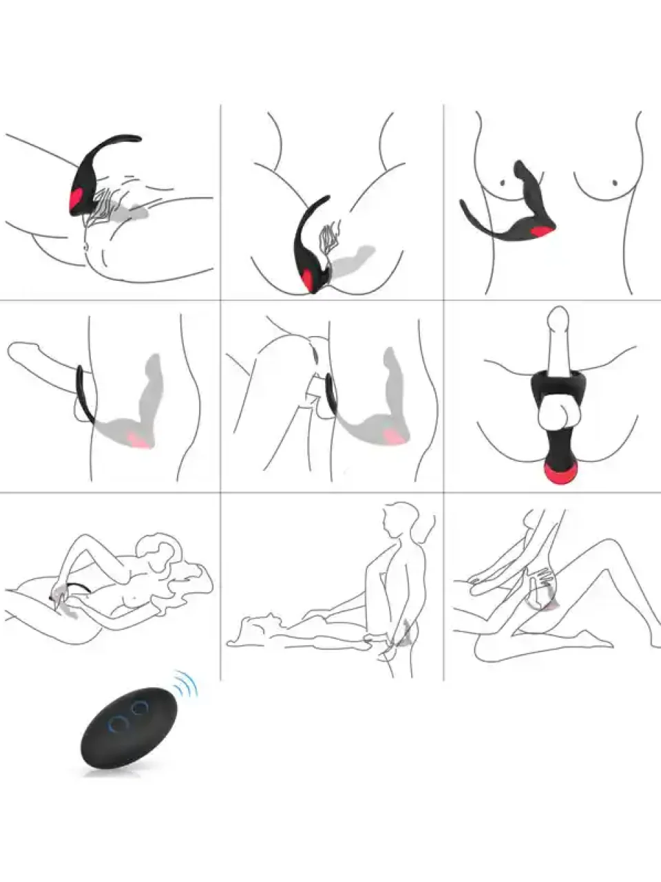#9822 - Penis Halkalı Prostat Şarjlı Uzaktan Kumandalı Anal Vibratör