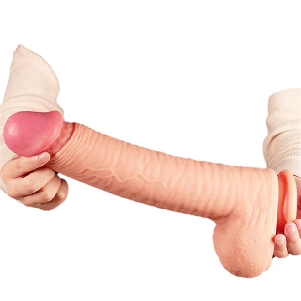 #940 - 30,5 cm Yeni Nesil Çift Katmanlı Kalın Realistik Dev Dildo Penis