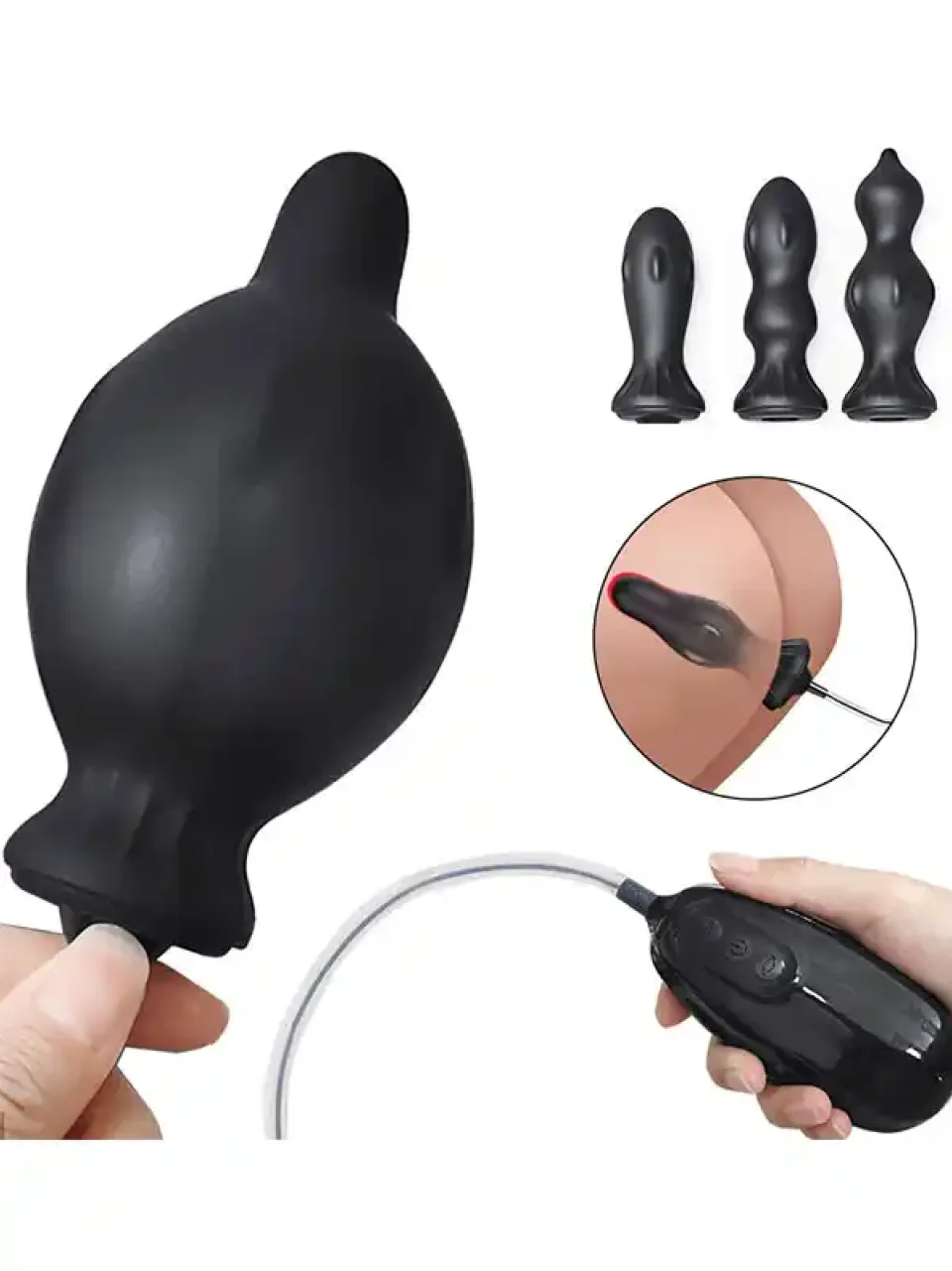 #9879 - Titreşimli ve Şarjlı Şişirilebilir Anal Set