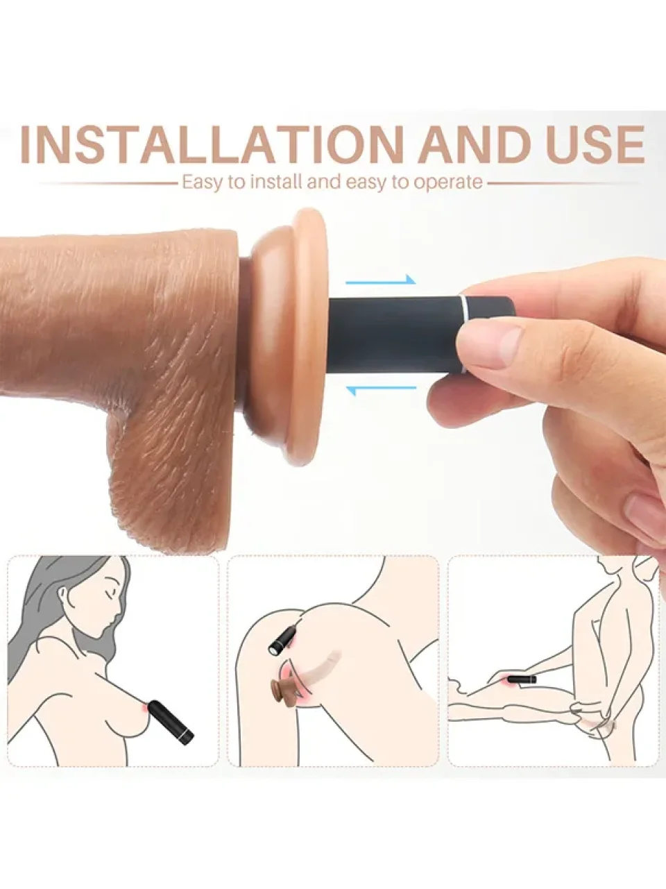 #9966 - Titreşimli Uzaktan Kumandalı İçi Dolu Belden Bağlamalı Penis 20 cm