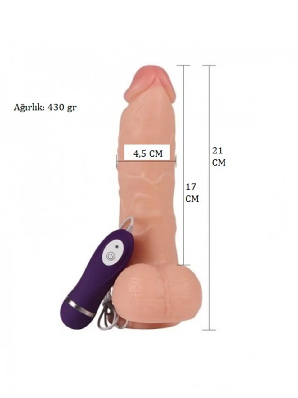 #1005 - 21 cm Gerçekçi Titreşimli Dildo Vibratör Penis
