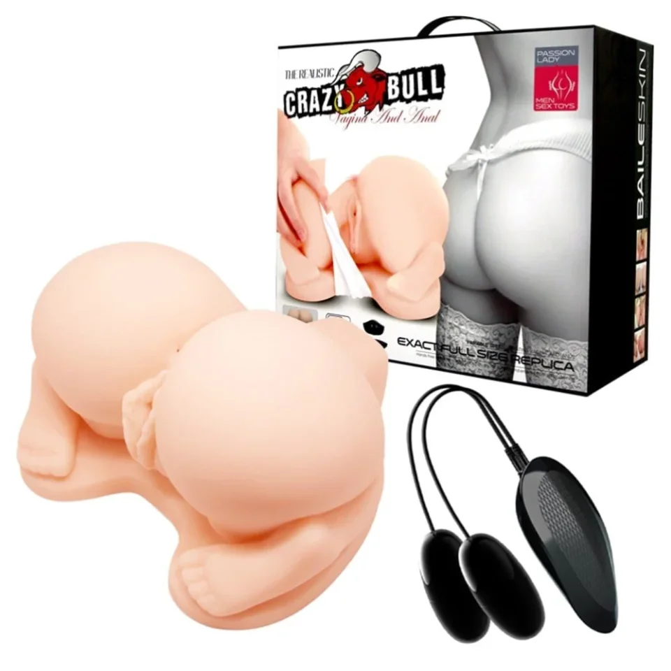 #10490 - CRAZY BULL 2 İşlevli Büyük Tam Boy Titreşimli Realistik Kalça