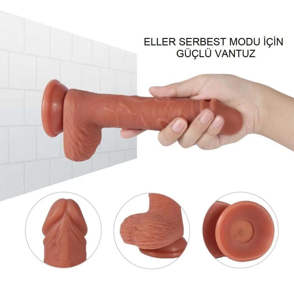 #1012 - 23 cm İleri Geri Hareketli Gerçekçi Silikon Vantuzlu Penis