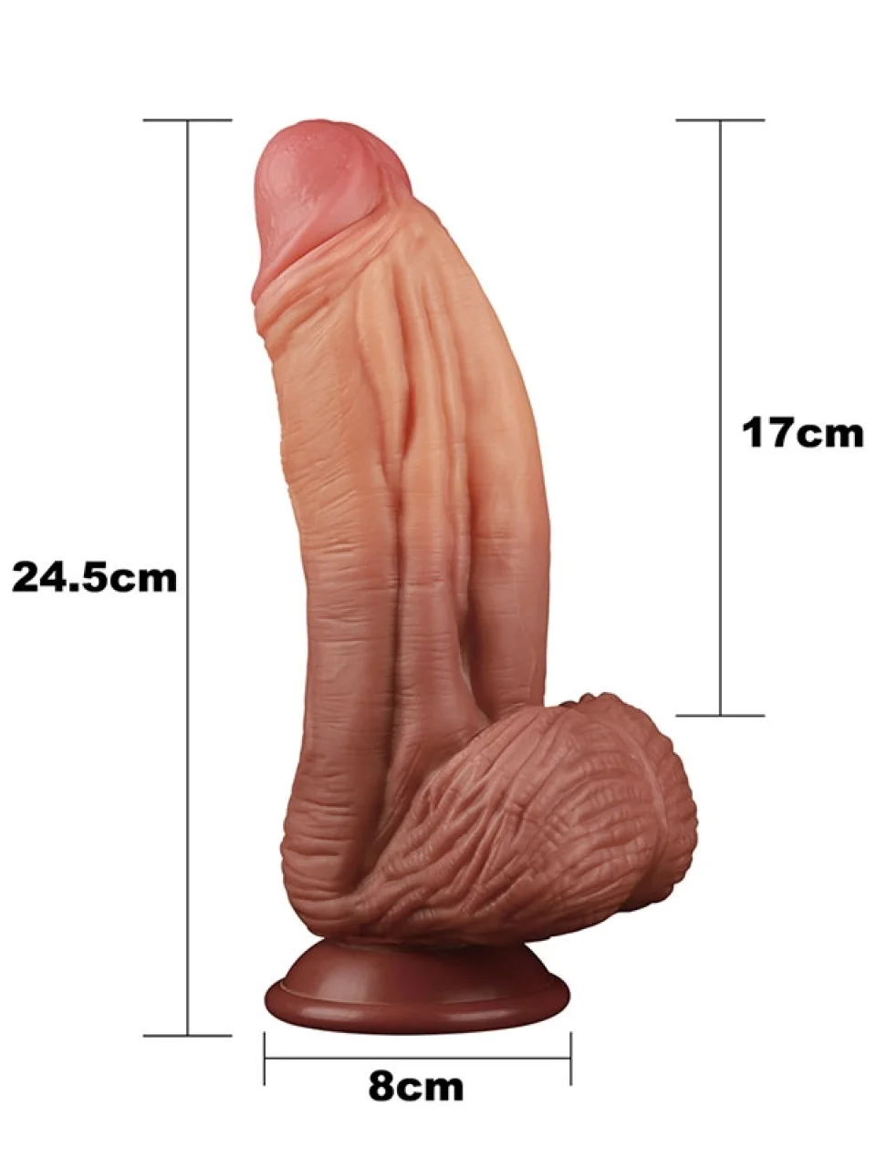 #10770 - 25 cm Dev Kalın Çift Katmanlı Platinyum Silikon Dildo Penis