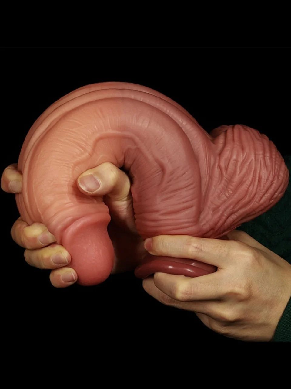 #10771 - 25 cm Dev Kalın Çift Katmanlı Platinyum Silikon Dildo Penis