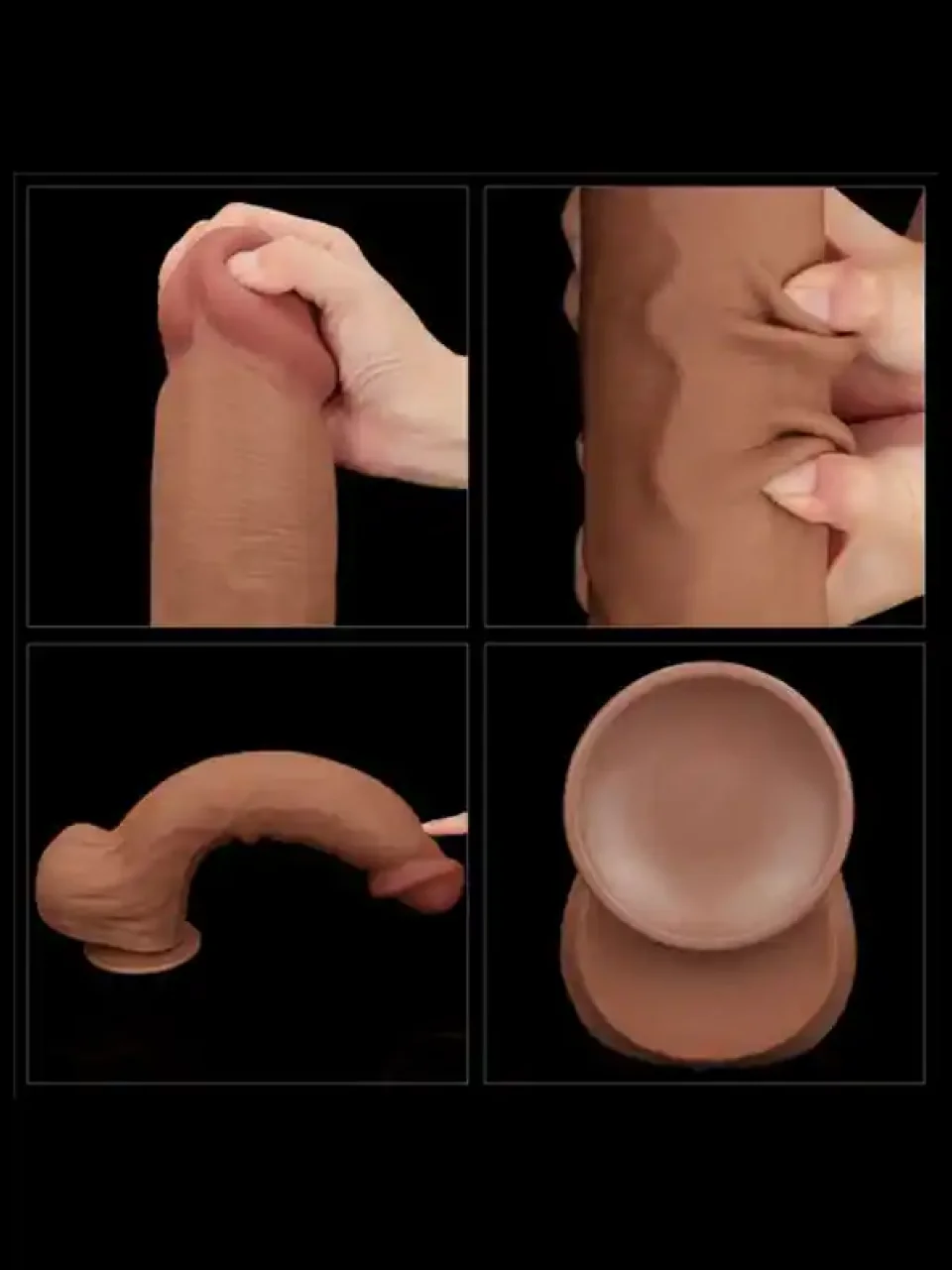 #10791 - 36 cm Çift Katmanlı Gerçekçi Ten Dokusunda Dev Kalın Dildo Penis