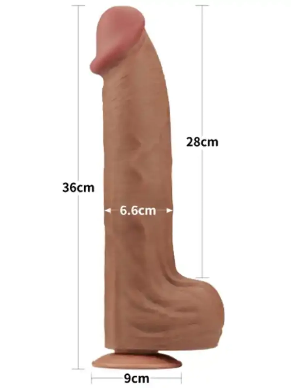 #10793 - 36 cm Çift Katmanlı Gerçekçi Ten Dokusunda Dev Kalın Dildo Penis