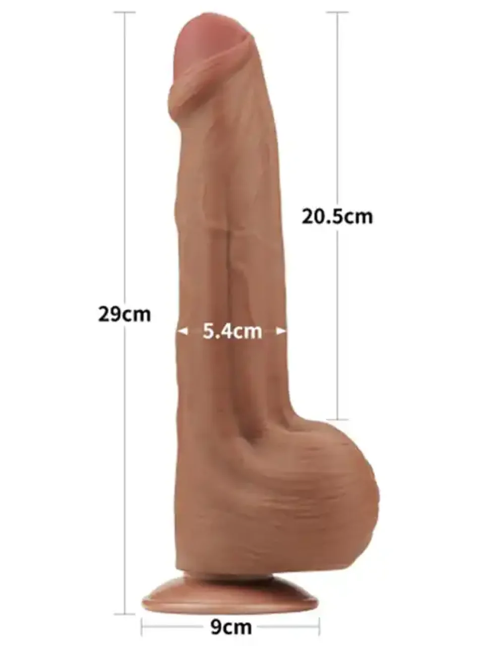 #10796 - 29 cm Gerçekçi Ten Dokusunda Çift Katmanlı Kalın Melez Dildo Penis