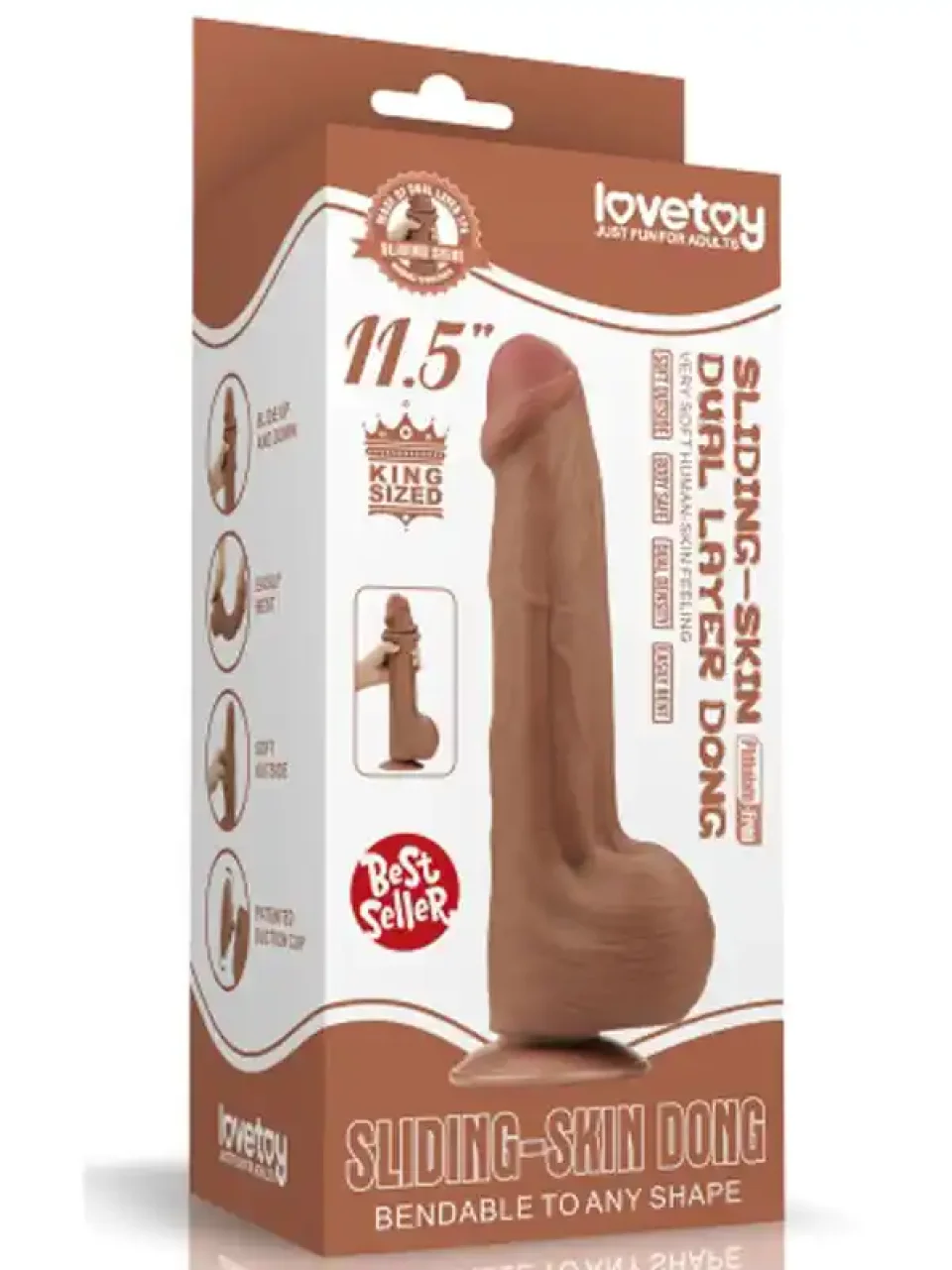 #10797 - 29 cm Gerçekçi Ten Dokusunda Çift Katmanlı Kalın Melez Dildo Penis