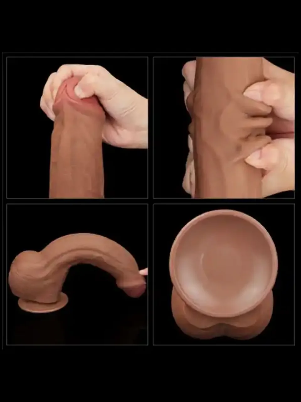 #10799 - 29 cm Gerçekçi Ten Dokusunda Çift Katmanlı Kalın Melez Dildo Penis