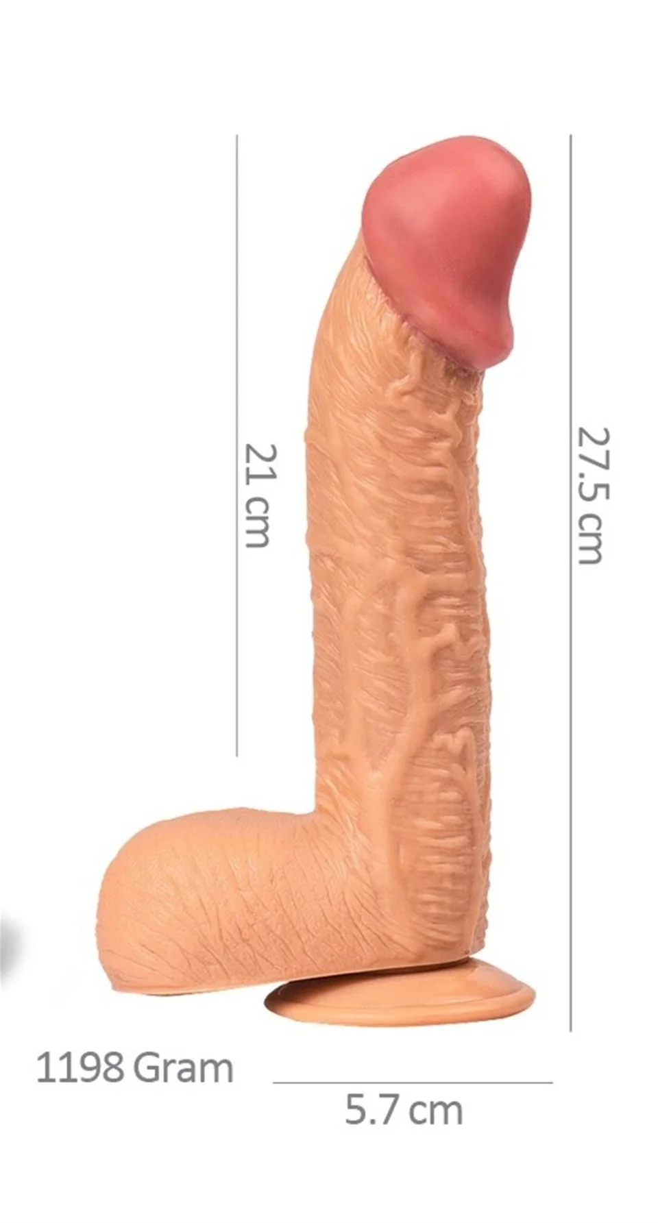 #1020 - 27,5 cm Dev Boy Kalın Realistik Vantuzlu Dildo Penis