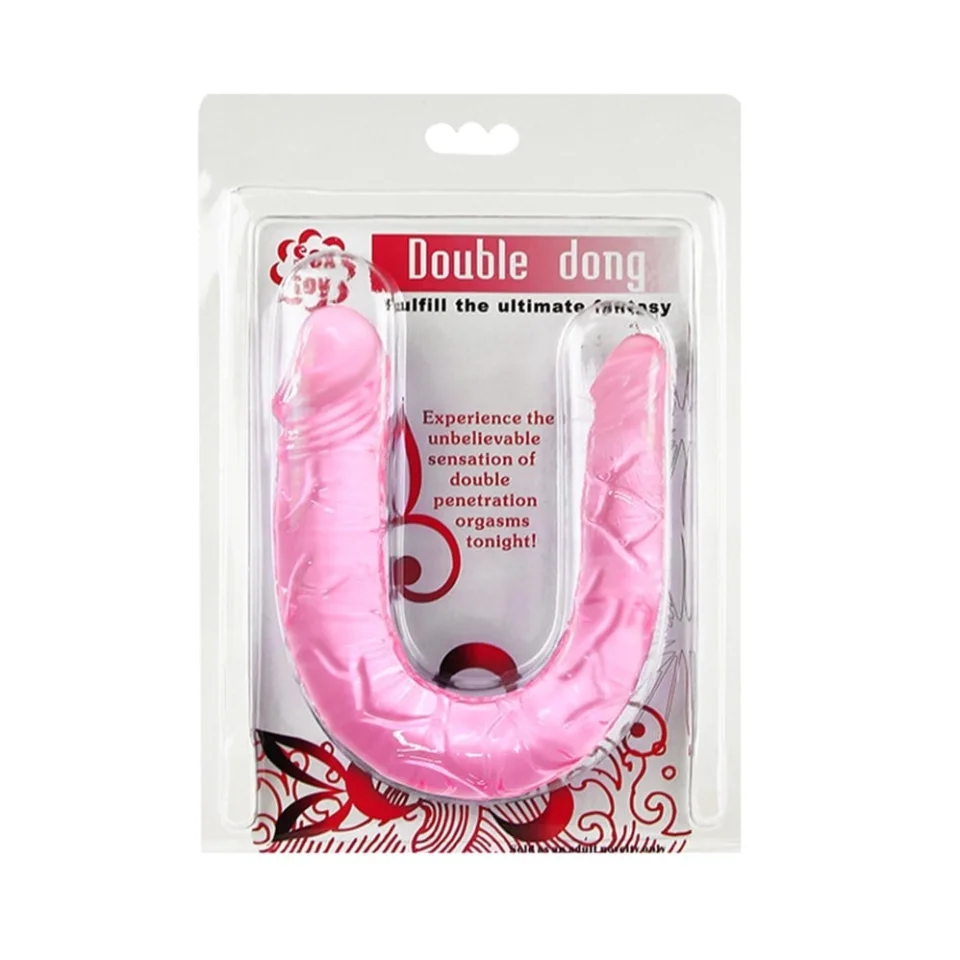 #10871 - 30 cm Pembe Çift Taraflı Jel Yumuşak Penis Dildo