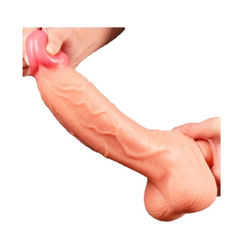 #10938 - 25 cm Yeni Nesil &Ccedil;ift Katmanlı Realistik Dildo Penis