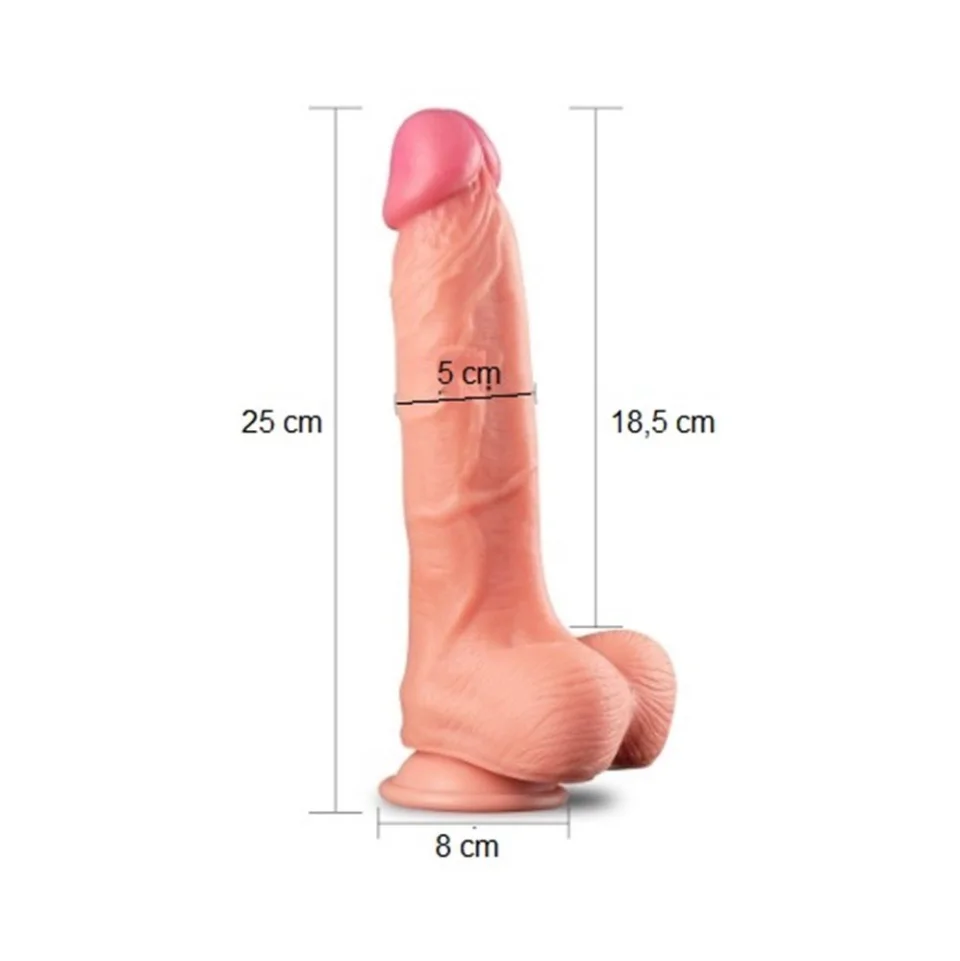 #10939 - 25 cm Yeni Nesil &Ccedil;ift Katmanlı Realistik Dildo Penis