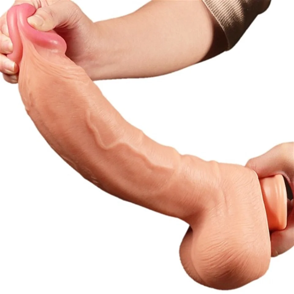 #10946 - 30,5 cm Yeni Nesil &Ccedil;ift Katmanlı Kalın Realistik Dev Dildo Penis