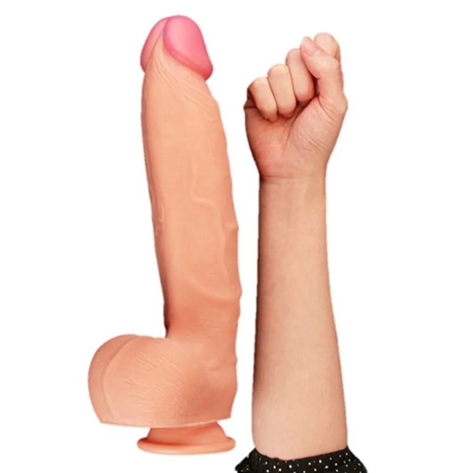 #10949 - 30,5 cm Yeni Nesil &Ccedil;ift Katmanlı Kalın Realistik Dev Dildo Penis