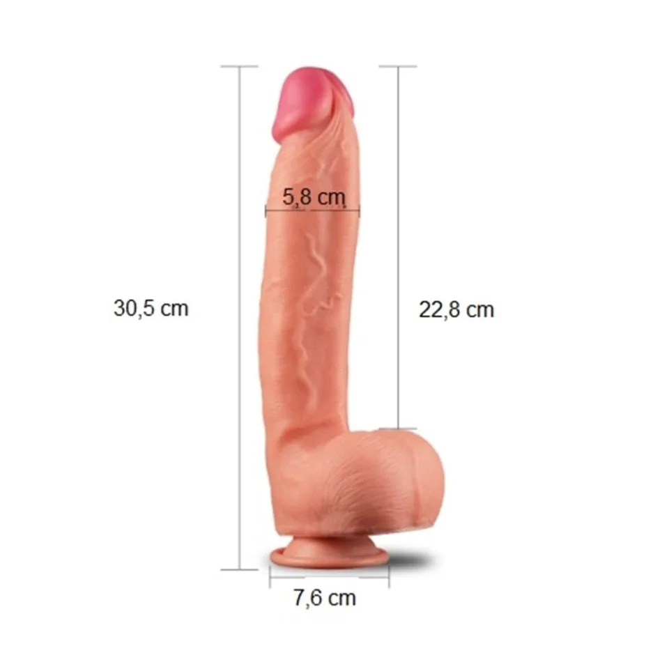 #10953 - 30,5 cm Yeni Nesil &Ccedil;ift Katmanlı Kalın Realistik Dev Dildo Penis