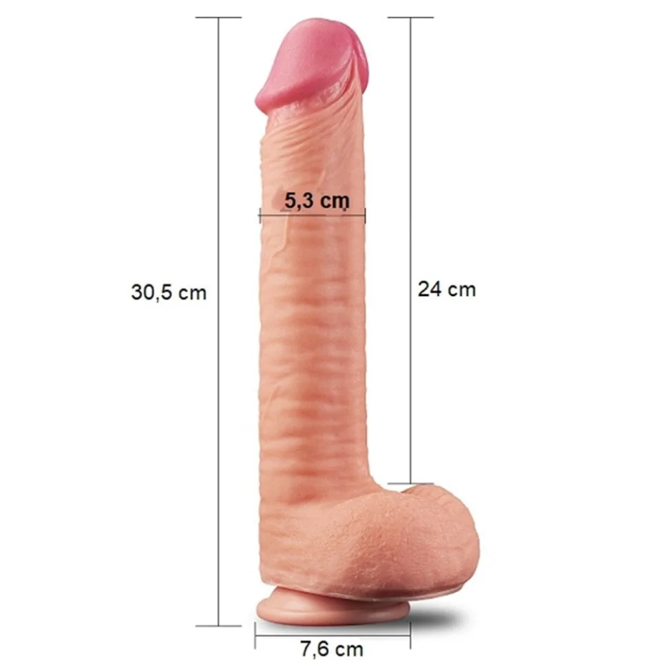 #10958 - 30,5 cm Yeni Nesil Çift Katmanlı Kalın Realistik Dev Dildo Penis