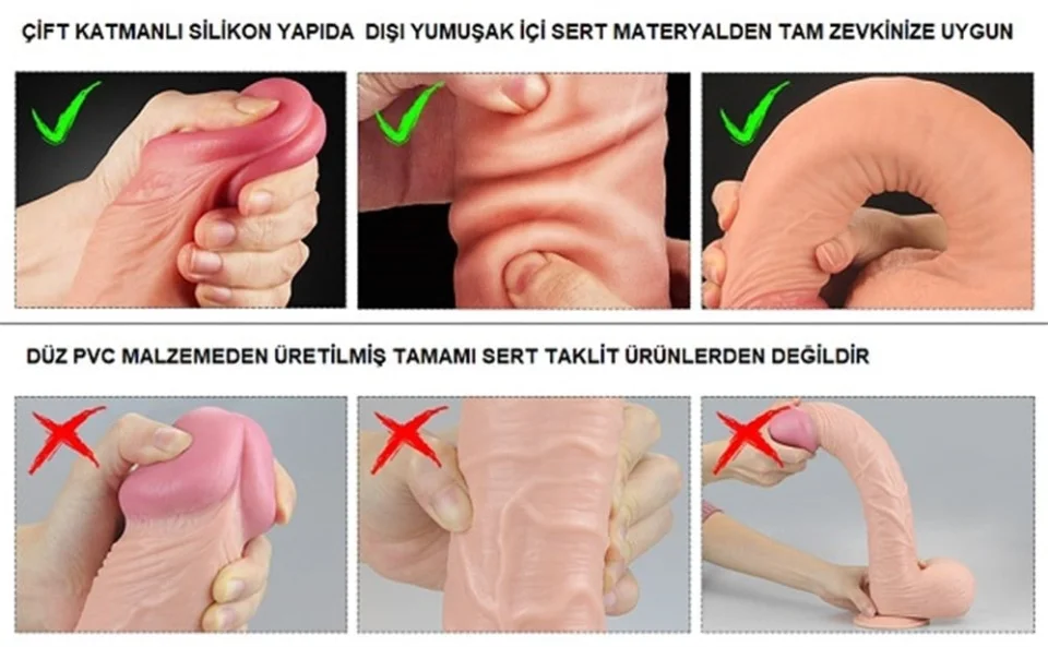 #10957 - 30,5 cm Yeni Nesil Çift Katmanlı Kalın Realistik Dev Dildo Penis