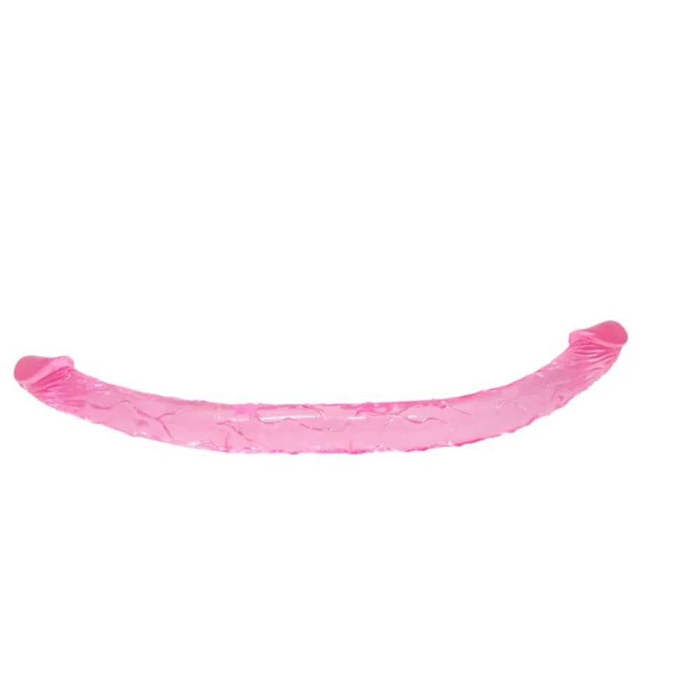 #1038 - 44 cm Çift Taraflı Jel Yumuşak Pembe Penis Dildo